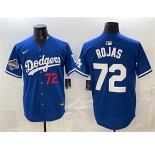 Men's Los Angeles Dodgers #72 Miguel Rojas Royal 2025 World Series Champions Patch Limited Stitched Baseball Jersey