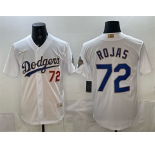 Men's Los Angeles Dodgers #72 Miguel Rojas White 2026 Gold Collection Stadium Stitched Baseball Jersey