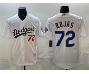 Men's Los Angeles Dodgers #72 Miguel Rojas White 2026 Gold Collection Stadium Stitched Baseball Jersey