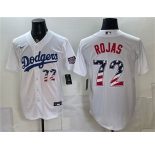 Men's Los Angeles Dodgers #72 Miguel Rojas White USA 250 Fourth of July Home Stitched Baseball Jersey