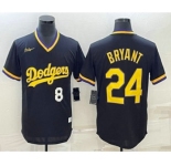 Men's Los Angeles Dodgers #8 #24 Kobe Bryant Number Black Stitched Pullover Throwback Nike Jersey