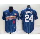 Mens Los Angeles Dodgers #8 #24 Kobe Bryant Number Rainbow Blue Red Pinstripe Mexico Cool Base Nike Jersey