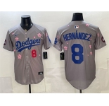 Men's Los Angeles Dodgers #8 Enrique Hernandez Grey 2025 Tokyo Series Limited Stitched Baseball Jersey