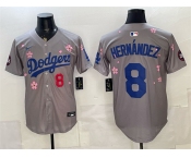Men's Los Angeles Dodgers #8 Enrique Hernandez Grey 2025 Tokyo Series Limited Stitched Baseball Jersey