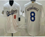 Men's Los Angeles Dodgers #8 Enrique Hernandez White Gold World Series Champions Collection Limited Jersey