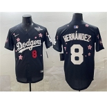 Men's Los Angeles Dodgers #8 Enrique Hern谩ndez Black 2025 World Series Patch Tokyo Series Limited Stitched Baseball Jersey