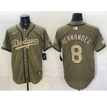 Men's Los Angeles Dodgers #8 Enrique Hernández Olive 2026 Armed Forces Day Stitched Baseball Jersey