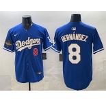Men's Los Angeles Dodgers #8 Enrique Hern谩ndez Royal 2025 World Series Champions Patch Limited Stitched Baseball Jersey