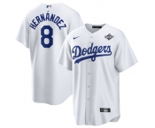 Men's Los Angeles Dodgers #8 Enrique Hernández White 2025 World Series Home Cool Base Stitched Baseball Jersey