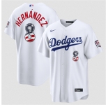 Men's Los Angeles Dodgers #8 Enrique Hernández White USA 250 Fourth of July Home Stitched Baseball Jersey