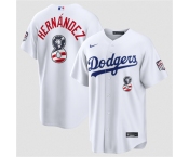 Men's Los Angeles Dodgers #8 Enrique Hernández White USA 250 Fourth of July Home Stitched Baseball Jersey