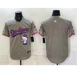 Men's Los Angeles Dodgers Blank Grey Hello Kitty Night 2025 World Series Champions Patch Stitched Baseball Jersey