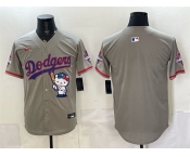 Men's Los Angeles Dodgers Blank Grey Hello Kitty Night 2025 World Series Champions Patch Stitched Baseball Jersey