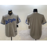 Men's Los Angeles Dodgers Blank Grey With los Cool Base Stitched Jersey