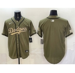 Men's Los Angeles Dodgers Blank Olive 2026 Armed Forces Day Stitched Baseball Jersey