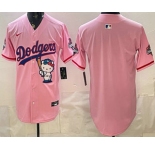 Men's Los Angeles Dodgers Blank Pink Hello Kitty 2025 World Series Champions Limited Jersey