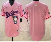 Men's Los Angeles Dodgers Blank Pink Hello Kitty 2025 World Series Champions Limited Jersey