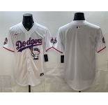 Men's Los Angeles Dodgers Blank White Hello Kitty Night 2025 World Series Champions Patch Stitched Baseball Jersey