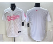Men's Los Angeles Dodgers Blank White Pink Vapor Limited Stitched Baseball Jersey