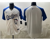 Men's Los Angeles Dodgers Blank White Royal Gold Hello Kitty Vapor Limited Stitched Baseball Jersey