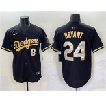 Men's Los Angeles Dodgers Front #8 Back #24 Kobe Bryant Black Gold Limited Stitched Baseball Jersey