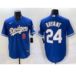 Men's Los Angeles Dodgers Front #8 Back #24 Kobe Bryant Blue Gold Cool Base Stitched Jersey