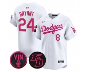Men's Los Angeles Dodgers Front #8 Back #24 Kobe Bryant White 2026 Mother’s Day Vapor Premier Limited Stitched Baseball Jersey