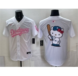 Men's Los Angeles Dodgers Hello Kitty White Pink Vapor Limited Stitched Baseball Jersey
