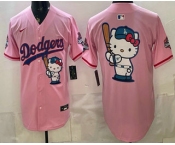 Men's Los Angeles Dodgers Pink Hello Kitty Big Logo 2025 World Series Champions Limited Jersey