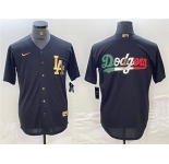 Men's Los Angeles Dodgers Team Big Logo Black Cool Base Stitched Baseball Jersey