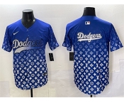 Men's Los Angeles Dodgers Team Big Logo Blue Limited Stitched Baseball Jersey