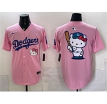 Men's Los Angeles Dodgers Team Big Logo Pink 2025 Hello Kitty Vapor Limited Stitched Baseball Jersey
