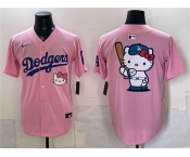 Men's Los Angeles Dodgers Team Big Logo Pink 2025 Hello Kitty Vapor Limited Stitched Baseball Jersey