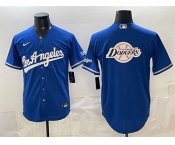 Men's Los Angeles Dodgers Team Big Logo Royal Alternate Stadium Stitched Baseball Jerseys