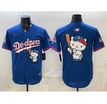 Men's Los Angeles Dodgers Team Big Logo Royal Hello Kitty Night 2025 World Series Champions Patch Stitched Baseball Jersey