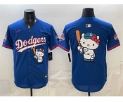 Men's Los Angeles Dodgers Team Big Logo Royal Hello Kitty Night 2025 World Series Champions Patch Stitched Baseball Jersey