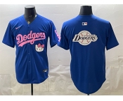 Men's Los Angeles Dodgers Team Big Logo Royal Hello Kitty Night Stitched Baseball Jersey
