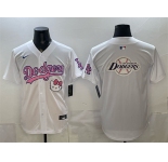 Men's Los Angeles Dodgers Team Big Logo White Hello Kitty Night Stitched Baseball Jersey