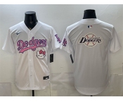 Men's Los Angeles Dodgers Team Big Logo White Hello Kitty Night Stitched Baseball Jersey