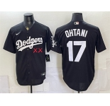 Men's Los Angeles Dodgers x KAWS #17 Shohei Ohtani Black Vapor Premier Limited Stitched Baseball Jersey
