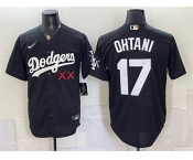 Men's Los Angeles Dodgers x KAWS #17 Shohei Ohtani Black Vapor Premier Limited Stitched Baseball Jersey