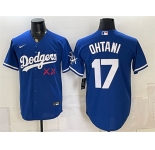 Men's Los Angeles Dodgers x KAWS #17 Shohei Ohtani Royal Vapor Premier Limited Stitched Baseball Jersey