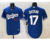 Men's Los Angeles Dodgers x KAWS #17 Shohei Ohtani Royal Vapor Premier Limited Stitched Baseball Jersey
