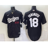 Men's Los Angeles Dodgers x KAWS #18 Yoshinobu Yamamoto Black Vapor Premier Limited Stitched Baseball Jersey