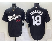 Men's Los Angeles Dodgers x KAWS #18 Yoshinobu Yamamoto Black Vapor Premier Limited Stitched Baseball Jersey