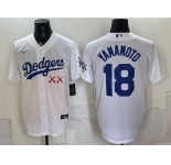 Men's Los Angeles Dodgers x KAWS #18 Yoshinobu Yamamoto White Vapor Premier Limited Stitched Baseball Jersey