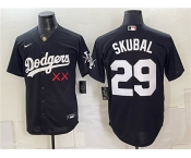 Men's Los Angeles Dodgers x KAWS #29 Tarik Skubal Black Vapor Premier Limited Stitched Baseball Jersey