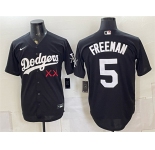 Men's Los Angeles Dodgers x KAWS #5 Freddie Freeman Black Vapor Premier Limited Stitched Baseball Jersey