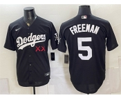 Men's Los Angeles Dodgers x KAWS #5 Freddie Freeman Black Vapor Premier Limited Stitched Baseball Jersey