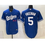 Men's Los Angeles Dodgers x KAWS #5 Freddie Freeman Royal Vapor Premier Limited Stitched Baseball Jersey